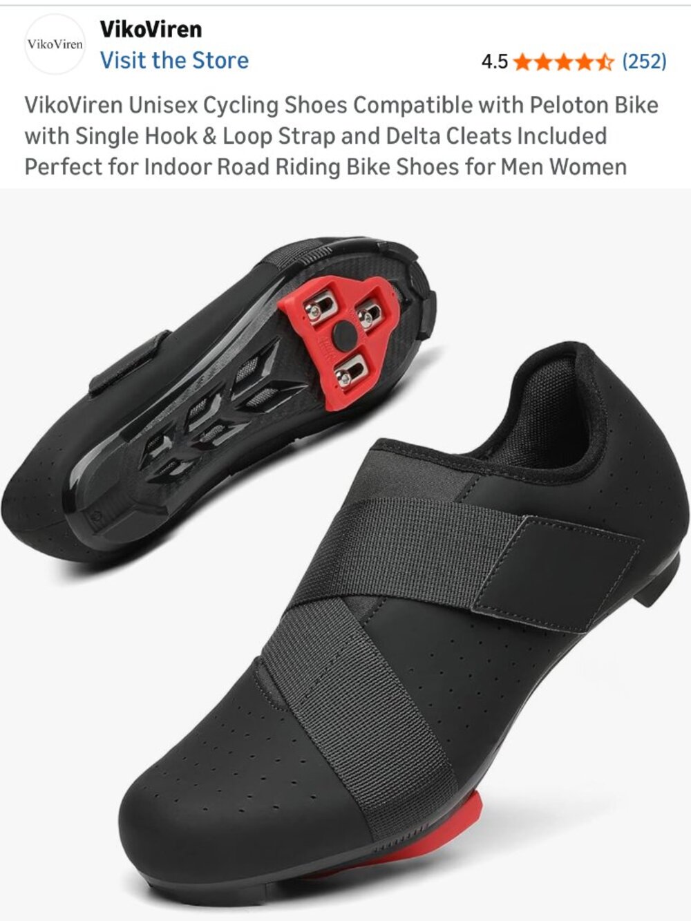 Vikoviren Unisex Cycling Shoe Compatible Peloton Bike US 6.5 EU 40 Black New